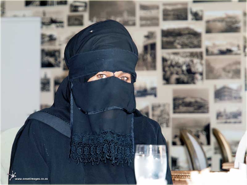WaleRose Lifestyle Restaurant guest Aqeelah Hendricks, fashion designer and cultural tourism enthusiast, dressed in Burka Style