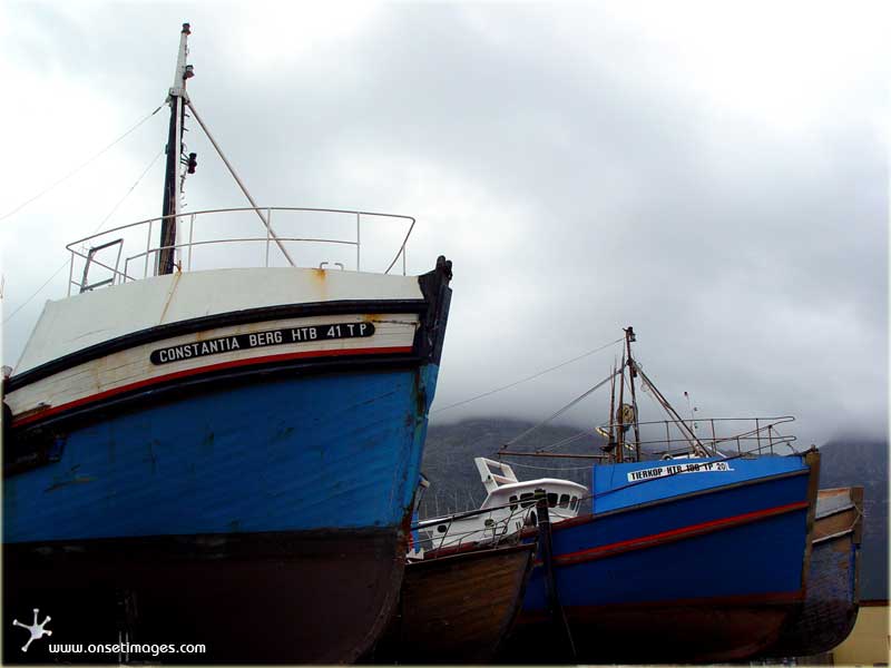 Docked fishing trawlers