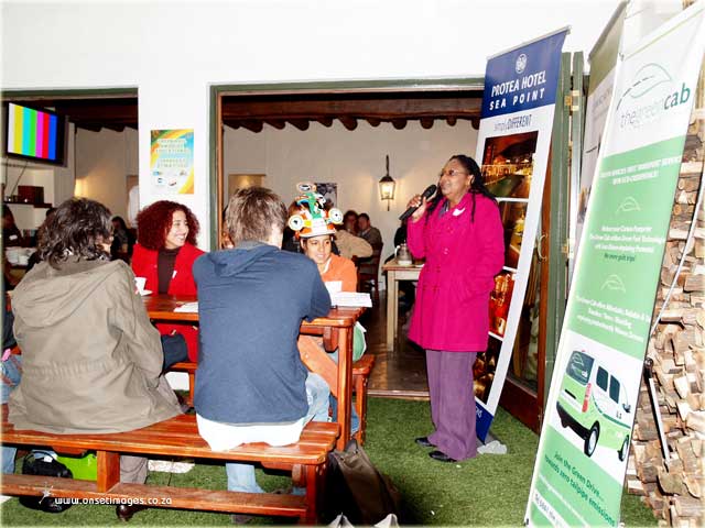 Nombulelo Mkefa, Director Tourism Department addressing guests at The Red Herring Restaurant in Noordhoek